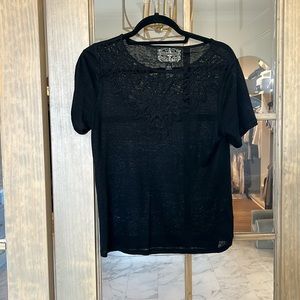 Anthropologie black linen top size small